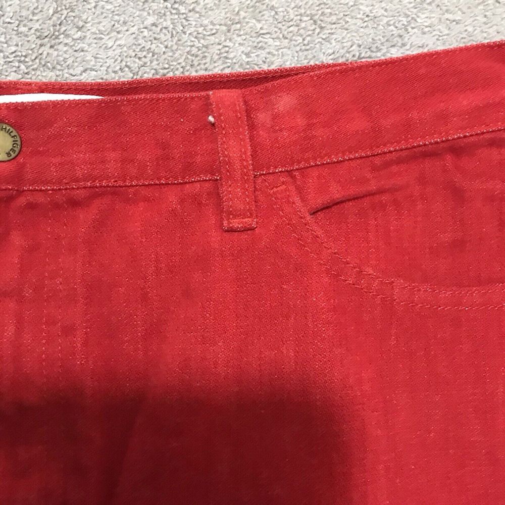 Vintage‎ Tommy Hilfiger Red Jean Skirt Women's Faux Suede 36" Waist Size 16 - Picture 7 of 14